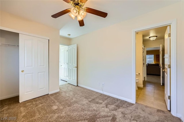4 Bishopsgate Ter, Henderson, NV 89074 - unfurnished bedroom featuring carpet flooring, a closet, baseboards, ceiling fan, and ensuite bathroom