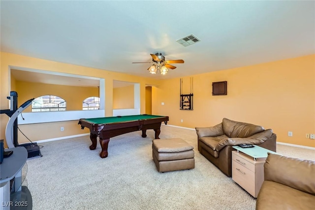 4 Bishopsgate Ter, Henderson, NV 89074 - game room featuring light carpet, billiards, a ceiling fan, and baseboards