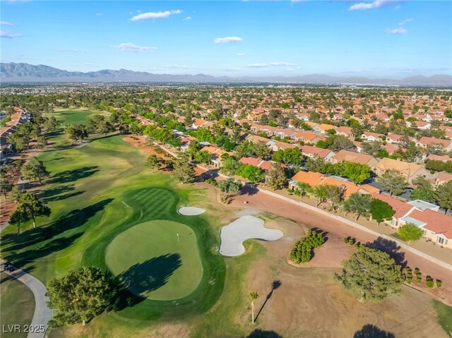 2505 Showcase Dr, Las Vegas, NV 89134 - aerial overview of property's location featuring nearby suburban area, a mountain backdrop, and a golf club