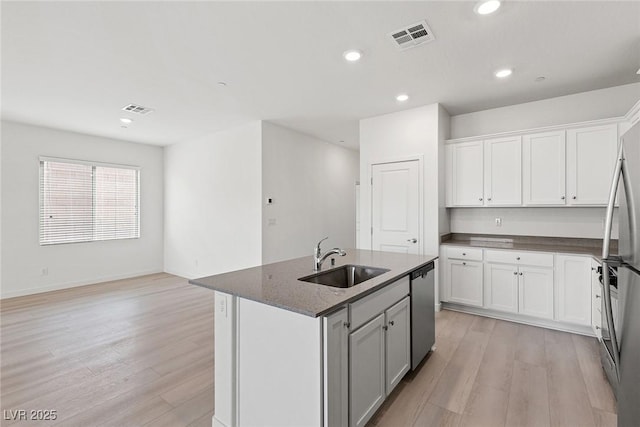 2733 Avril Point St, Las Vegas, NV 89156 - kitchen featuring a sink, stainless steel appliances, light wood-style flooring, and visible vents