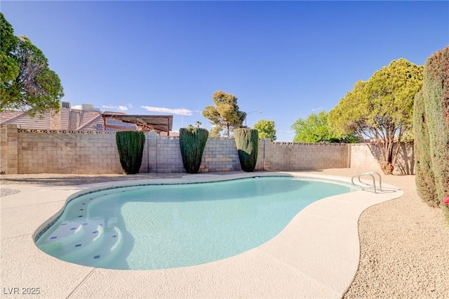 view of pool featuring a fenced backyard and a fenced in pool