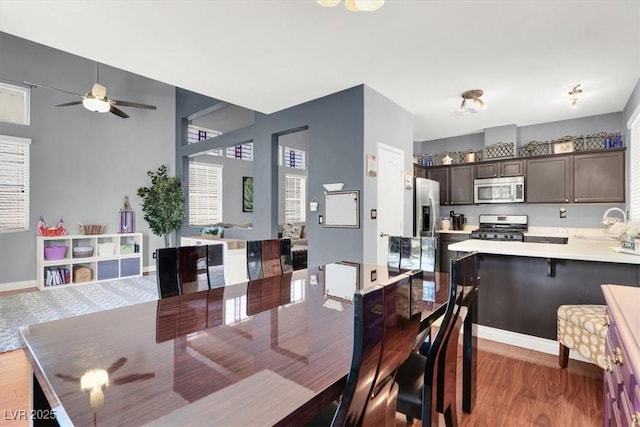 1861 Windward Ct, Henderson, NV 89012 - dining space with a ceiling fan and wood finished floors