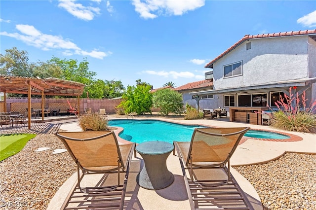 5361 Cabrito Dr, Las Vegas, NV 89103 - view of pool with a patio, a fenced backyard, a pergola, and a fenced in pool
