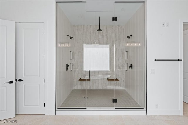 8721 Robinson Ridge Dr, Las Vegas, NV 89117 - bathroom with a shower stall and tile patterned flooring