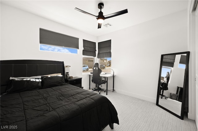 9815 Evergreen Pine St, Las Vegas, NV 89166 - bedroom featuring visible vents, carpet, ceiling fan, and baseboards