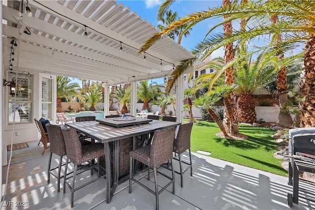 2909 Sterling Cove Dr, Las Vegas, NV 89128 - view of patio featuring a fenced in pool, a fenced backyard, grilling area, and outdoor dining space