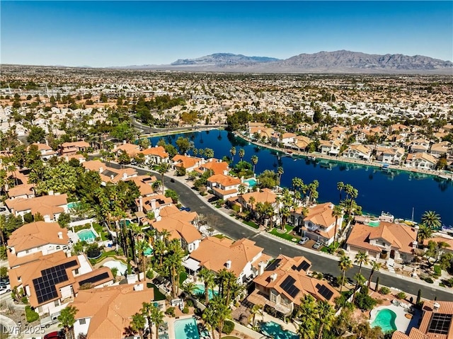 2909 Sterling Cove Dr, Las Vegas, NV 89128 - drone / aerial view featuring a water and mountain view and a residential view