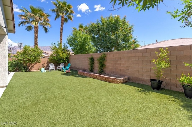 view of yard featuring a fenced backyard