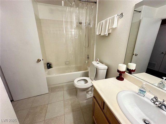 698 S Racetrack Rd Unit 322, Henderson, NV 89015 - bathroom with vanity, tile patterned flooring, toilet, and shower / bath combination with curtain