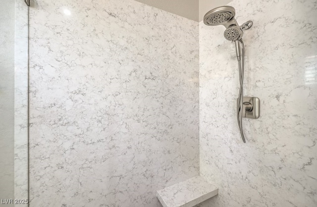 interior details featuring tiled shower