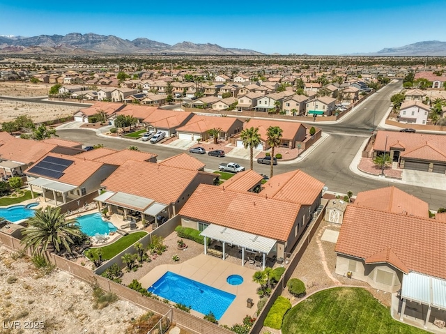 aerial view with a residential view and a mountain view