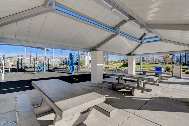 exterior space featuring a gazebo and playground community
