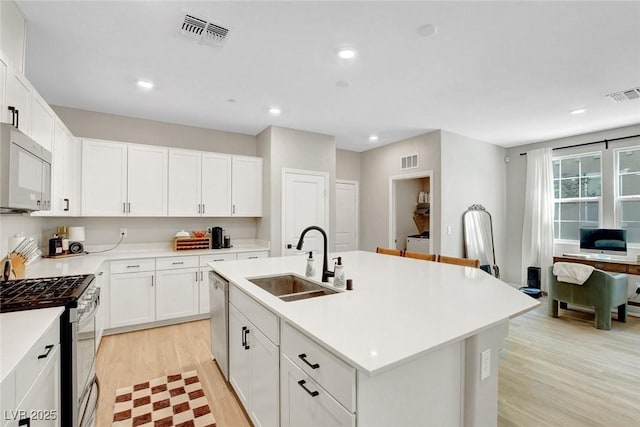 kitchen featuring appliances with stainless steel finishes, a sink, and visible vents