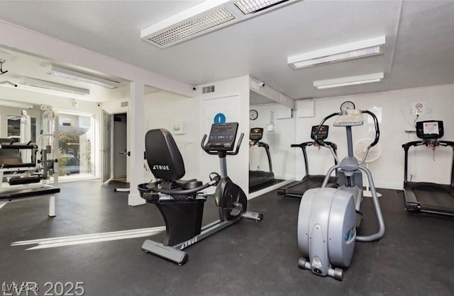 gym with visible vents
