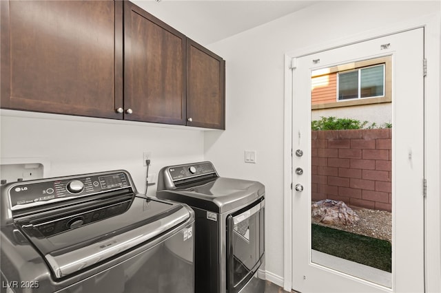 10525 Shiny Skies Dr, Las Vegas, NV 89129 - clothes washing area with washer and clothes dryer and cabinet space