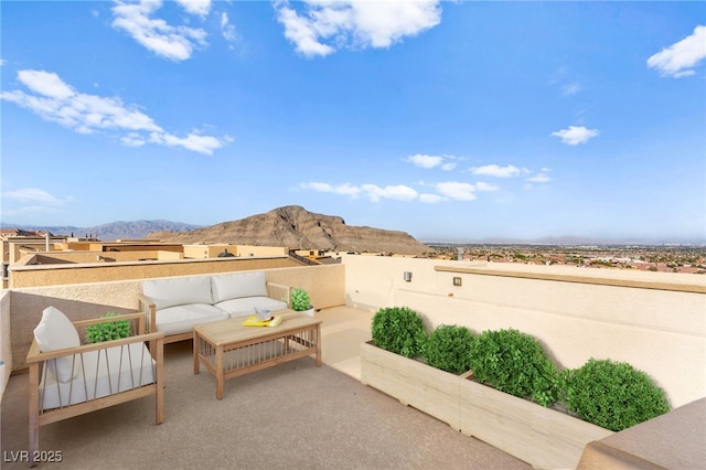 10525 Shiny Skies Dr, Las Vegas, NV 89129 - view of patio / terrace featuring a mountain view and an outdoor hangout area