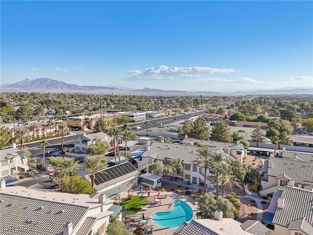 3425 E Russell Rd Unit 202, Las Vegas, NV 89120 - aerial perspective of suburban area featuring a mountain backdrop and a pool area