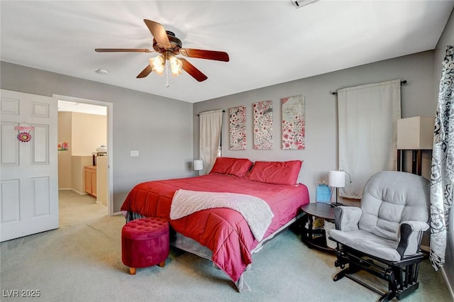 1007 Shades End Ave, North Las Vegas, NV 89081 - carpeted bedroom featuring a ceiling fan and ensuite bath