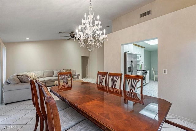 8901 Litchfield Ave, Las Vegas, NV 89134 - dining area featuring a notable chandelier, baseboards, light tile patterned floors, and visible vents