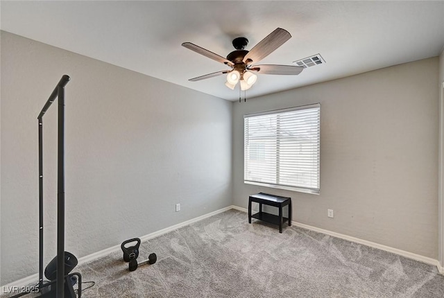 6231 Portland Treaty Ave, Las Vegas, NV 89122 - unfurnished room featuring visible vents, baseboards, ceiling fan, and carpet floors