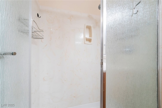 bathroom with a stall shower