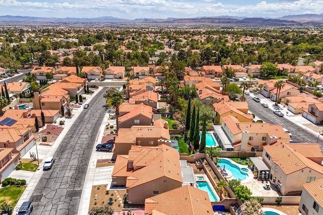 aerial view with a residential view and a mountain view