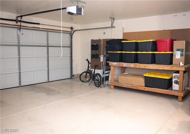 garage with a garage door opener