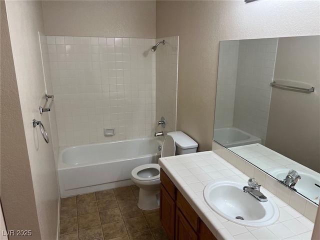 1249 Lucia Dr, Las Vegas, NV 89128 - full bath with toilet, a textured wall, shower / tub combination, and vanity