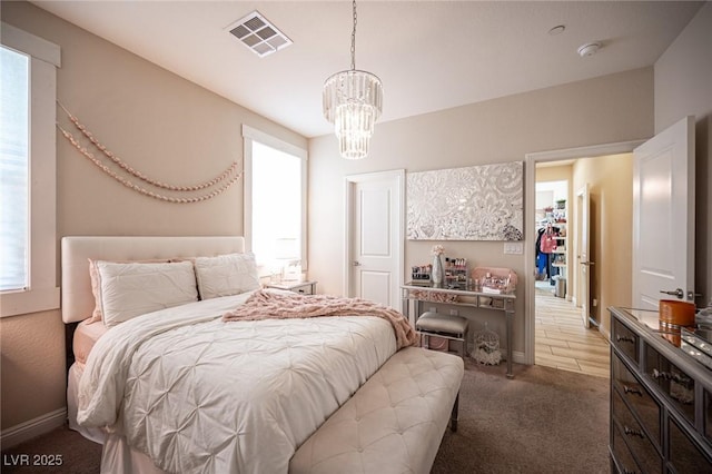 2198 Maderno St, Henderson, NV 89044 - bedroom featuring an inviting chandelier, carpet, and visible vents