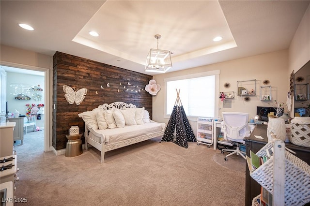 2198 Maderno St, Henderson, NV 89044 - carpeted bedroom featuring a tray ceiling and recessed lighting