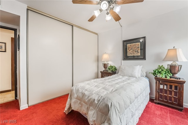 750 S Royal Crest Cir Unit 317, Las Vegas, NV 89169 - bedroom with a closet, carpet floors, and a ceiling fan