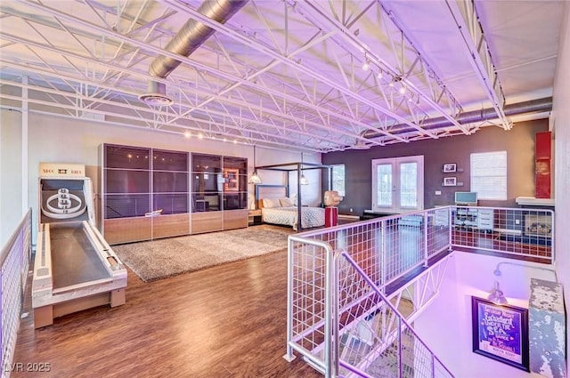 recreation room with wood finished floors