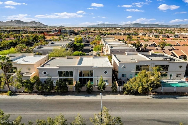 aerial view with a residential view and a mountain view