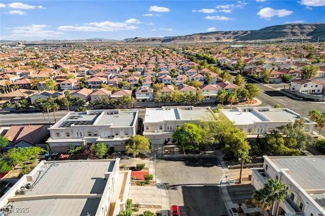 aerial view with a residential view and a mountain view