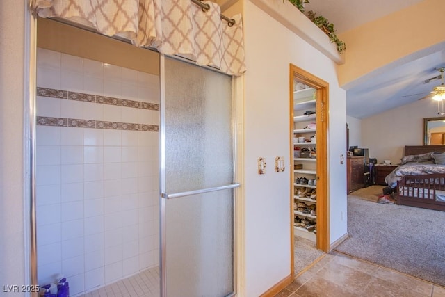 5180 N Dapple Gray Rd, Las Vegas, NV 89149 - bathroom featuring a stall shower and ceiling fan
