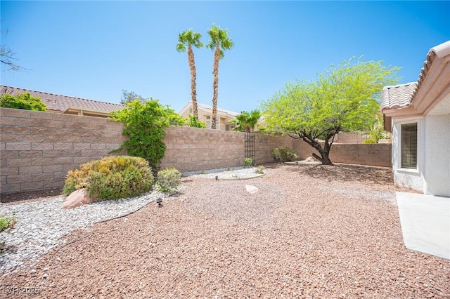 view of yard with a fenced backyard