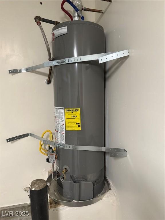utility room with secured water heater