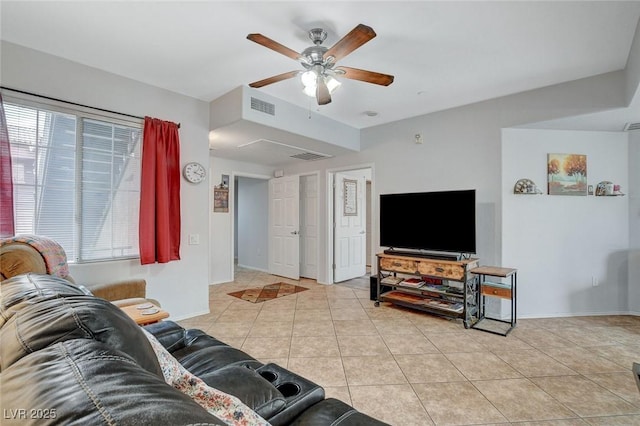 6868 Sky Pointe Dr Unit 1089, Las Vegas, NV 89131 - living area with a ceiling fan, light tile patterned flooring, and visible vents