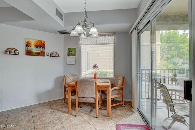 6868 Sky Pointe Dr Unit 1089, Las Vegas, NV 89131 - dining room with an inviting chandelier, light tile patterned floors, baseboards, and visible vents
