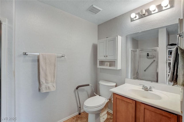 6868 Sky Pointe Dr Unit 1089, Las Vegas, NV 89131 - full bathroom with visible vents, a shower stall, vanity, baseboards, and toilet