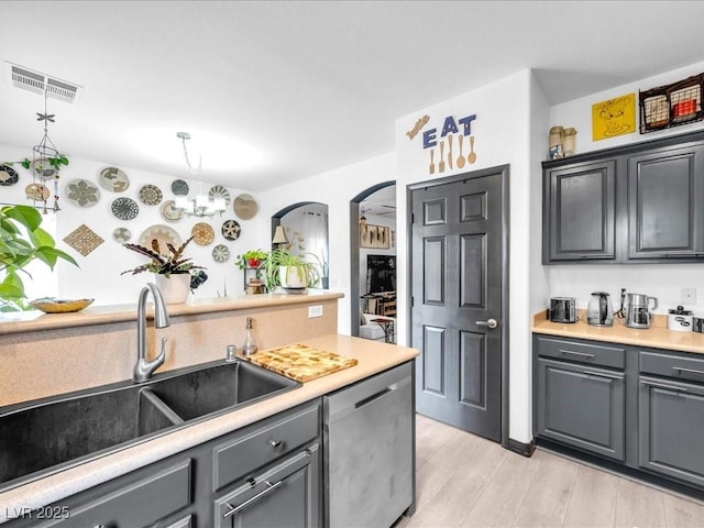 6324 Desert Leaf St Unit 3, North Las Vegas, NV 89081 - kitchen with a sink, stainless steel dishwasher, light countertops, and visible vents