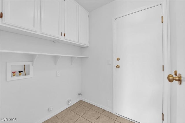 2808 Deep Water Cir, Las Vegas, NV 89117 - laundry room featuring washer hookup, cabinet space, baseboards, light tile patterned floors, and gas dryer hookup