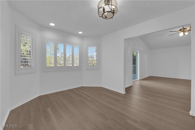 2808 Deep Water Cir, Las Vegas, NV 89117 - spare room with wood finished floors, baseboards, a textured ceiling, a ceiling fan, and recessed lighting