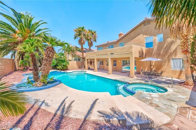 7751 Locke Haven Dr, Las Vegas, NV 89123 - view of pool featuring a fenced backyard, a patio area, and a pool with connected hot tub