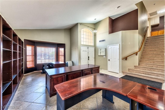 7751 Locke Haven Dr, Las Vegas, NV 89123 - tiled office space featuring high vaulted ceiling