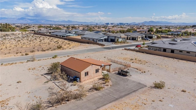 bird's eye view featuring a mountain view and a residential view