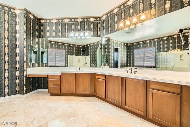 3910 Internet Ave, North Las Vegas, NV 89031 - full bathroom with double vanity and wallpapered walls
