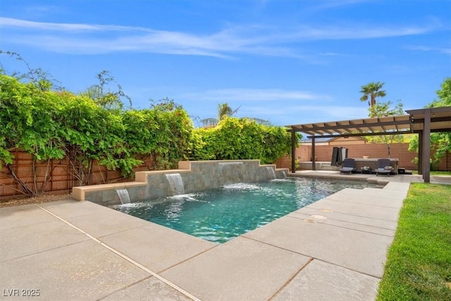 6335 Iginlas Goal Ave, Las Vegas, NV 89131 - view of swimming pool with a fenced backyard, a fenced in pool, a pergola, and a patio