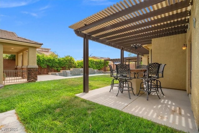6335 Iginlas Goal Ave, Las Vegas, NV 89131 - view of yard featuring a pergola, a fenced backyard, and a patio area