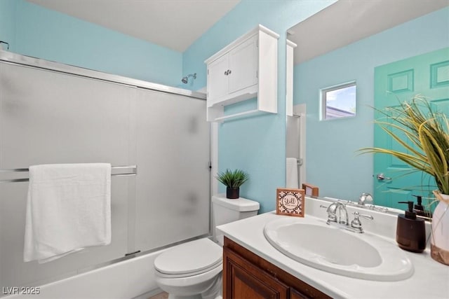6335 Iginlas Goal Ave, Las Vegas, NV 89131 - full bath featuring vanity, bath / shower combo with glass door, and toilet